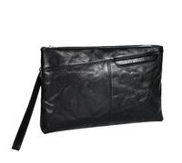 Balidiya Pochette in vera pelle per uomo borsa da polso borsa da lavoro grande borsa a busta, nero, Large, Classico, casual, quotidiano, affari