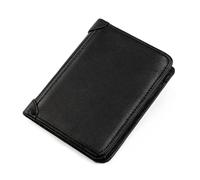 Balidiya Portafoglio a tre ante in vera pelle per uomo con blocco RFID Bifold con tasca portamonete portafoglio con cerniera di sicurezza, nero, Portafoglio da viaggio