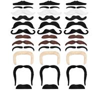 BALINCO 36 Pezzi Baffi autoadesivi Barbe adesive Come Un Accessorio Perfetto per Le Signore e Costumi da Uomo per Carnevale/Festa in Maschera