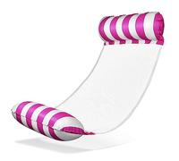 Balinco - Amaca galleggiante con rete, gonfiabile, con braccioli, utilizzabile come materassino e lettino relax galleggiante, giocattolo acquatico per bambini e adulti, colore: rosa e bianco
