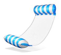 Balinco - Amaca galleggiante con rete, gonfiabile, con braccioli, utilizzabile come materassino e lettino relax galleggiante, giocattolo acquatico per bambini e adulti, colore: azzurro e bianco