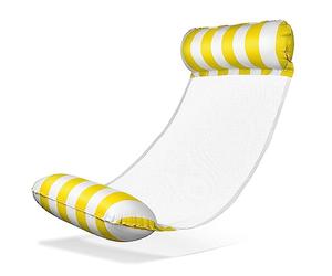 Balinco - Amaca galleggiante con rete, gonfiabile, con braccioli, utilizzabile come materassino, lettino relax galleggiante, giocattolo acquatico per bambini e adulti, colore: giallo e bianco