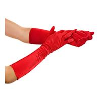 BALINCO Guanti da donna lunghi, eleganti, stile anni '20, guanto da sera glamour, opera, classico, elastico, raso, gotico, festa, costume, carnevale, carnevale femminile (rosso)