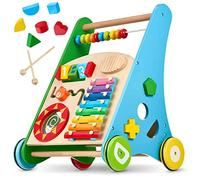 Balinco LEARNING WAGON WOOD, 3 in 1, giocattolo per l'apprendimento + giocattolo musicale + girello da 6 mesi