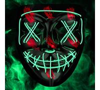 BALINCO Maschera a LED con 3 modalità di illuminazione - perfetta per DJ techno | Halloween | cosplay | carnevale | maschera spaventosa | maschera al neon | come aggiunta a un costume horror (verde)