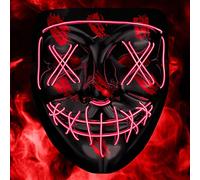 BALINCO Maschera a LED con 3 modalità di illuminazione - perfetta per DJ techno | Halloween | cosplay | carnevale | maschera spaventosa | maschera al neon | come aggiunta a un costume horror