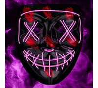 BALINCO Maschera a LED con 3 modalità di illuminazione - perfetta per DJ techno | Halloween | cosplay | carnevale | maschera spaventosa | maschera al neon | come aggiunta a un costume horror (rosa)