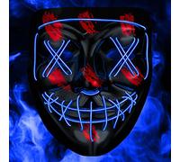 BALINCO Maschera a LED con 3 modalità di illuminazione - perfetta per DJ techno | Halloween | cosplay | carnevale | maschera spaventosa | maschera al neon | come aggiunta a un costume horror (blu)