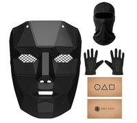 BALINCO Maschera di gioco + passamontagna + guanti neri + 1x scheda di gioco per Halloween, Carnevale e Carnevale come costume per uomini e donne (Boss)