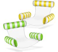 Balinco Materassino per Piscina, Poltrona Gonfiabile, Sedia Acquatica con Schienale e Braccioli, Sedile Galleggiante, Sedia per Piscina, Sedia Solare, Sedia Relax Acquatica (Verde/Bianco + Giallo