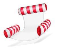 Balinco Materasso ad aria per piscina, sedia gonfiabile, sedia ad acqua con schienale e braccioli, sedile da nuoto, sedia da piscina, sedia da sole, sedia relax acqua (rosso/bianco)