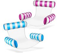 Balinco Materasso ad aria per piscina, sedia gonfiabile, sedia ad acqua con schienale e braccioli, sedile da nuoto, sedia da piscina, sedia a sdraio (azzurro/bianco + rosa/bianco)