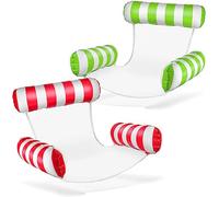 Balinco - Materasso ad aria per piscina, sedia gonfiabile, sedia da piscina con schienale e braccioli, sedia per prendere il sole, sedia relax (verde/bianco + rosso/bianco)