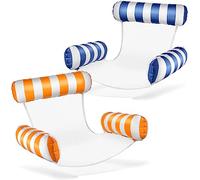 Balinco - Materasso ad aria per piscina, sedia gonfiabile, sedia da piscina con schienale e braccioli, sedia per prendere il sole, sedia relax (blu/bianco + arancione/bianco)