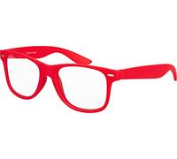 BALINCO Nerd Occhiali da sole con lenti trasparenti in gomma opaca Retro Vintage Unisex Occhiali con cerniera a molla (rosso)