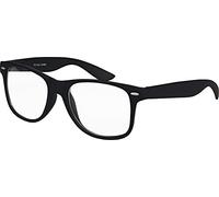 BALINCO Nerd Occhiali da sole con lenti trasparenti in gomma opaca Retro Vintage Unisex Occhiali con cerniera a molla (nero)