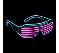 BALINCO Occhiali a LED con 3 modalità di flash - perfetti per DJ techno | festival | Halloween | carnevale | costumi in maschera come complemento dell'abito o del costume (turchese/rosa)