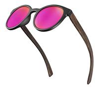 BALINCO Occhiali da sole Bamboo con lenti polarizzate rotonde - in pratico set di accessori con confezione regalo - con protezione UV400 e lenti TAC - adatti a uomini e donne (rosa specchiato)