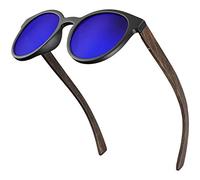 BALINCO Occhiali da sole Bamboo con lenti polarizzate rotonde - in pratico set di accessori con confezione regalo - con protezione UV400 e lenti TAC - adatti a uomini e donne (blu specchiato)