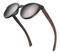 BALINCO Occhiali da sole Bamboo con lenti polarizzate rotonde - in pratico set di accessori con confezione regalo - con protezione UV400 e lenti TAC - adatti a uomini e donne (argento specchiato)