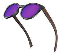 BALINCO Occhiali da sole Bamboo con lenti polarizzate rotonde - in pratico set di accessori con confezione regalo - con protezione UV400 e lenti TAC - adatti a uomini e donne (viola specchiato)