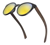 BALINCO Occhiali da sole Bamboo con lenti polarizzate rotonde - in un pratico set di accessori con confezione regalo - con protezione UV400 e lenti TAC - adatti a uomini e donne