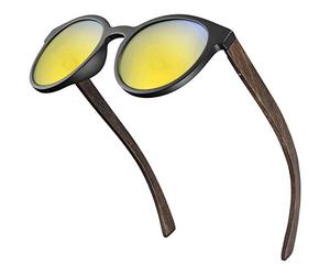 BALINCO Occhiali da sole Bamboo con lenti polarizzate rotonde - in un pratico set di accessori con confezione regalo - con protezione UV400 e lenti TAC - adatti a uomini e donne