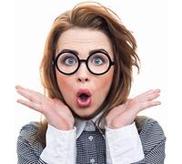 BALINCO Occhiali Hipster e Nerd Rotondi Neri con Lenti Trasparenti - Accessorio Perfetto per Carnevale, Fancy Dress o Festival
