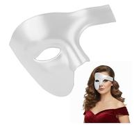 BALINCO Opera Mezza Maschera da Uomo e Donna, Maschera di Carnevale Veneziana e Halloween, Maschera Mezza Faccia (Bianco)