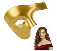 BALINCO Opera Mezza Maschera da Uomo e Donna, Maschera di Carnevale Veneziana e Halloween, Maschera Mezza Faccia in Oro