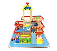 Balinco PARKING HOUSE PER BAMBINI, parcheggio a 3 piani, ascensore, biglietteria, autolavaggio, distributore di benzina, 4 auto, elicottero - giocattoli in legno a partire da 3 anni