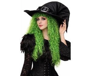 Balinco Parrucca Strega Halloween, Parrucca verde, Parrucca a fascia, Parrucca verde, Accessorio per costume da strega, Accessorio per costume da festa motto, Carnevale, Fancy Dress, Mardi Gras