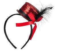Balinco PARTYHUT, fermagli per capelli anni '20, cappello a cilindro da donna e da uomo, top glitterato, capodanno, carnevale, costume, accessori per feste, oro, rosso, nero, argento (rosso)