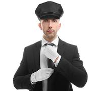 BALINCO Set con Berretto da Autista + Cravatta + Guanti Bianchi - l'aggiunta Perfetta al Tuo Costume da Autista