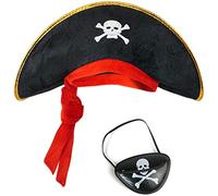 BALINCO Set da Pirata per Bambini Composto da Cappello da Pirata + Benda per Gli Occhi - Set di Costumi in Maschera/Carnevale