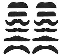 Balinco Set di 12 pezzi autoadesivi baffi neri come accessorio perfetto per costumi da uomo e da donna per carnevale