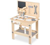 BALINCO Workbench Bambini in Legno, Laboratorio con Attrezzi per Bambini, Sega, Angolo, cacciavite, Ruote dentate, morsa, tavola, Accessori, Giocattoli in Legno a Partire da 3 Anni