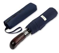 Balios® - Ombrello da viaggio unisex con manico in vero legno, ad apertura e chiusura automatica; a prova di vento, a doppia cupola; progettato nel Regno Unito