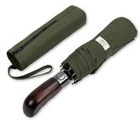 Balios® - Ombrello da viaggio unisex con manico in vero legno, ad apertura e chiusura automatica; a prova di vento, a doppia cupola; progettato nel Regno Unito