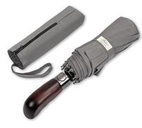 Balios® - Ombrello da viaggio unisex con manico in vero legno, ad apertura e chiusura automatica; a prova di vento, a doppia cupola; progettato nel Regno Unito