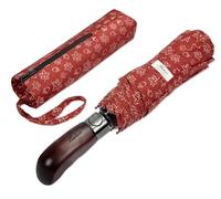 Balios Ombrello pieghevole con manico in vero legno automatico aperto vicino baldacchino ventilato, Foglie d'Acero Scettro Rosso