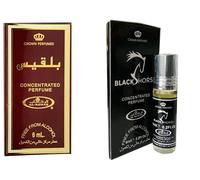 Balkis & Black Horse - Olio profumato concentrato, confezione da 2, lunga durata, senza alcol, per uomini e donne, 6 ml per roll-on