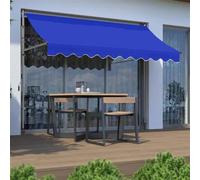 Balkon Markise 400cm, senza bohren, UV-beständig & wasserdicht, verstellbare Handkurbel Sonnenschutz für Balkon, Blau, ideale per Terrasse und Garten.