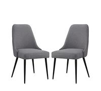 Ball & Cast Set di 2 sedie da cucina imbottite, sedie da sala da pranzo elegante, comode sedie laterali con gambe in metallo, grigio