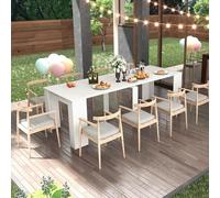 Ball & Cast Tavolo da pranzo allungabile, grande tavolo da pranzo da 50,8 cm/301 cm, per 6-10 persone, tavolo da cucina con gambe in legno, consolle pieghevole salvaspazio, tavolo da pranzo
