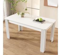 Ball & Cast Tavolo da pranzo moderno per 4-6 posti, rettangolare, in legno, compatto, per cucina, ufficio, appartamento, casa e bar, colore: bianco
