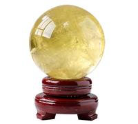 Ball Crystal-Ornamenti a Sfera di citrino Naturale, Artigianato a Mano Grezza in Pietra trasferimento di Pietra fortunata Decorazione/Regali/Collezione per la casa in Pietra, Palla citrina-80mm