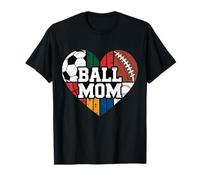 Ball Mom Heart Sports Soccer Football Baseball Pride Maglietta