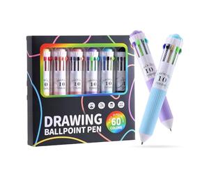 Ball Pen Ballpointt Pens, Drawing Ballpoints Pen Set, 6 pezzi 10-in-1 School Supplies Writing Tool, Retractable Writing Ballpoints Pens for Home Dorm Libraries Holiday Journaling Students