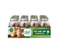 Ball Regular Mouth Easy Label Barattoli in vetro con coperchi e nastri, utilizzati per conserve, decapaggio, succhi, marmellate, gelatine, dimensioni 907,2 g (confezione da 12)